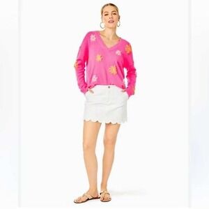 Lilly Pulitzer‎ Aura Blooming Tensley Floral Sweater Pink XXL